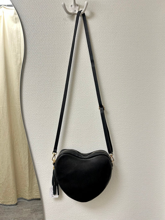 Hjärtväska Svart Läder