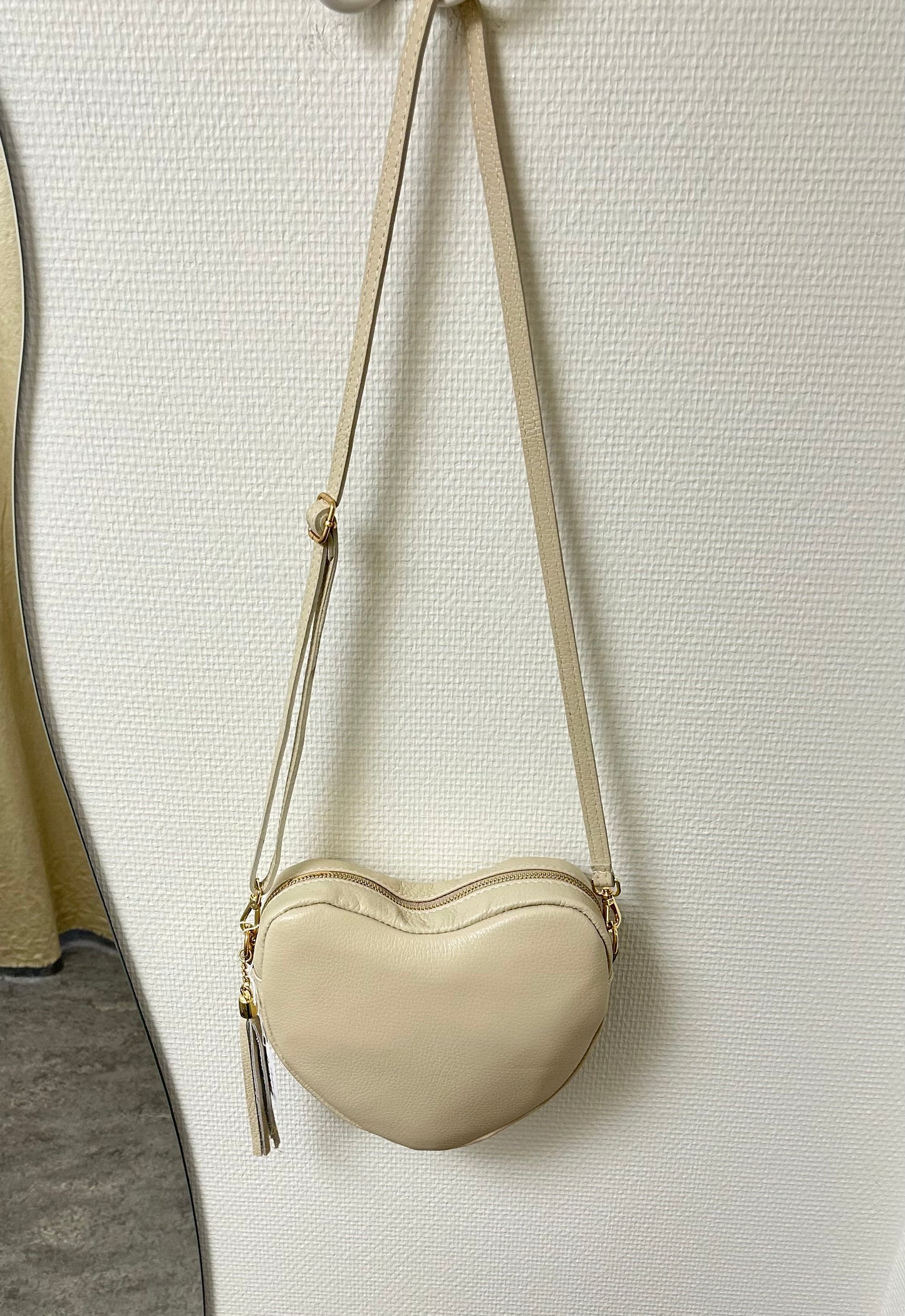 Hjärtväska Beige Läder