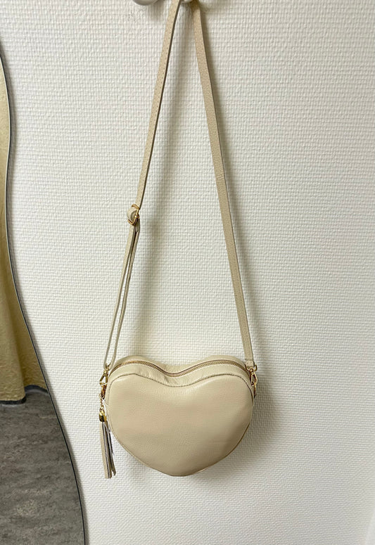 Hjärtväska Beige Läder
