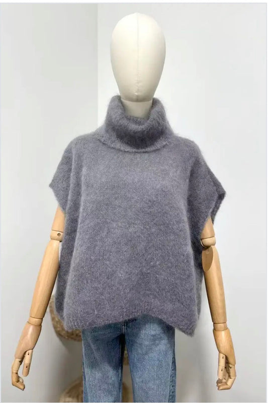 Ärmlös Mohair 80% Polo, Grå