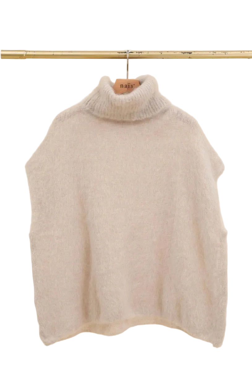 Ärmlös Mohair 80% Polo, Beige