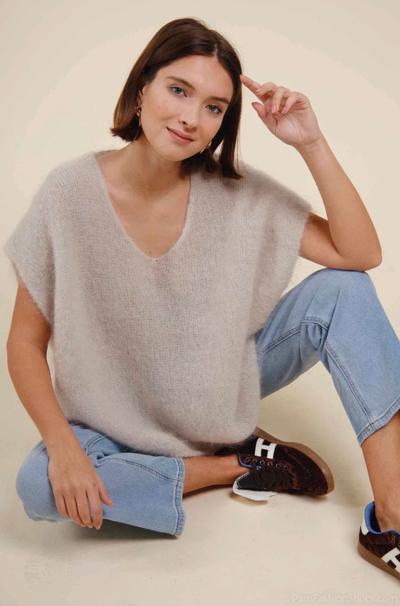 Mohair 80% Väst, Beige