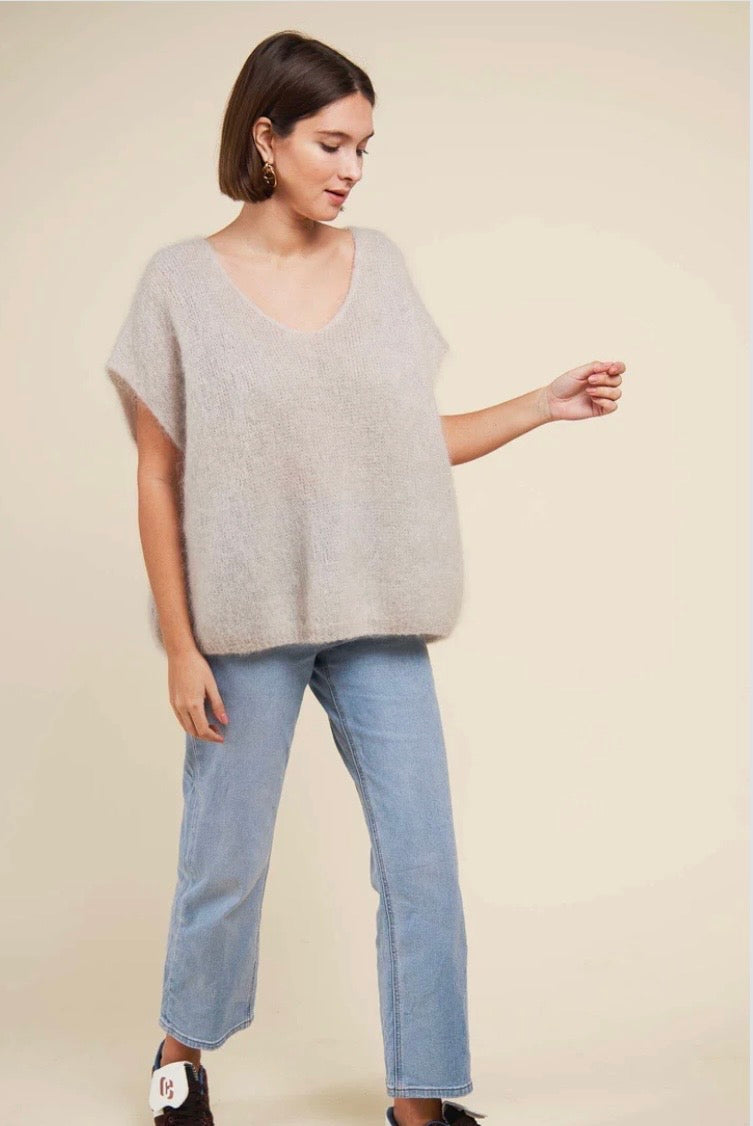 Mohair 80% Väst, Beige