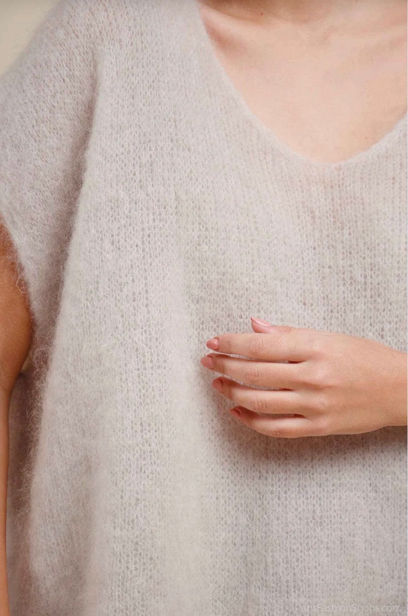 Mohair 80% Väst, Beige