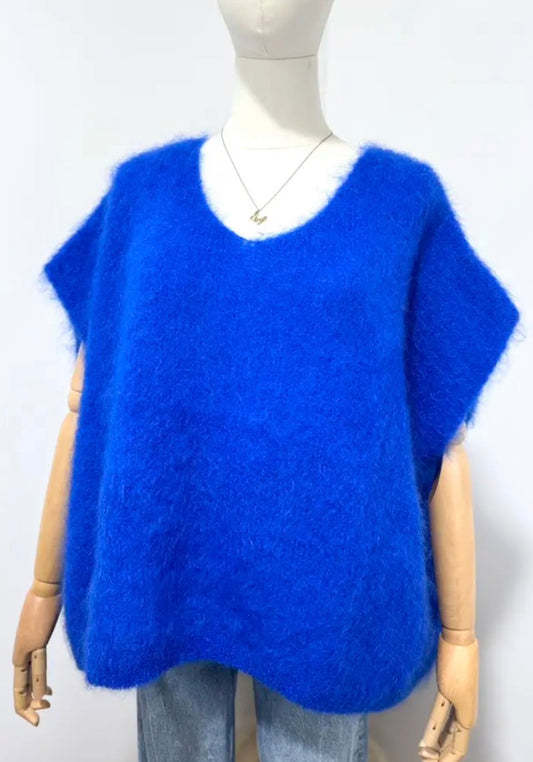 Mohair 80% Väst, Kungsblå