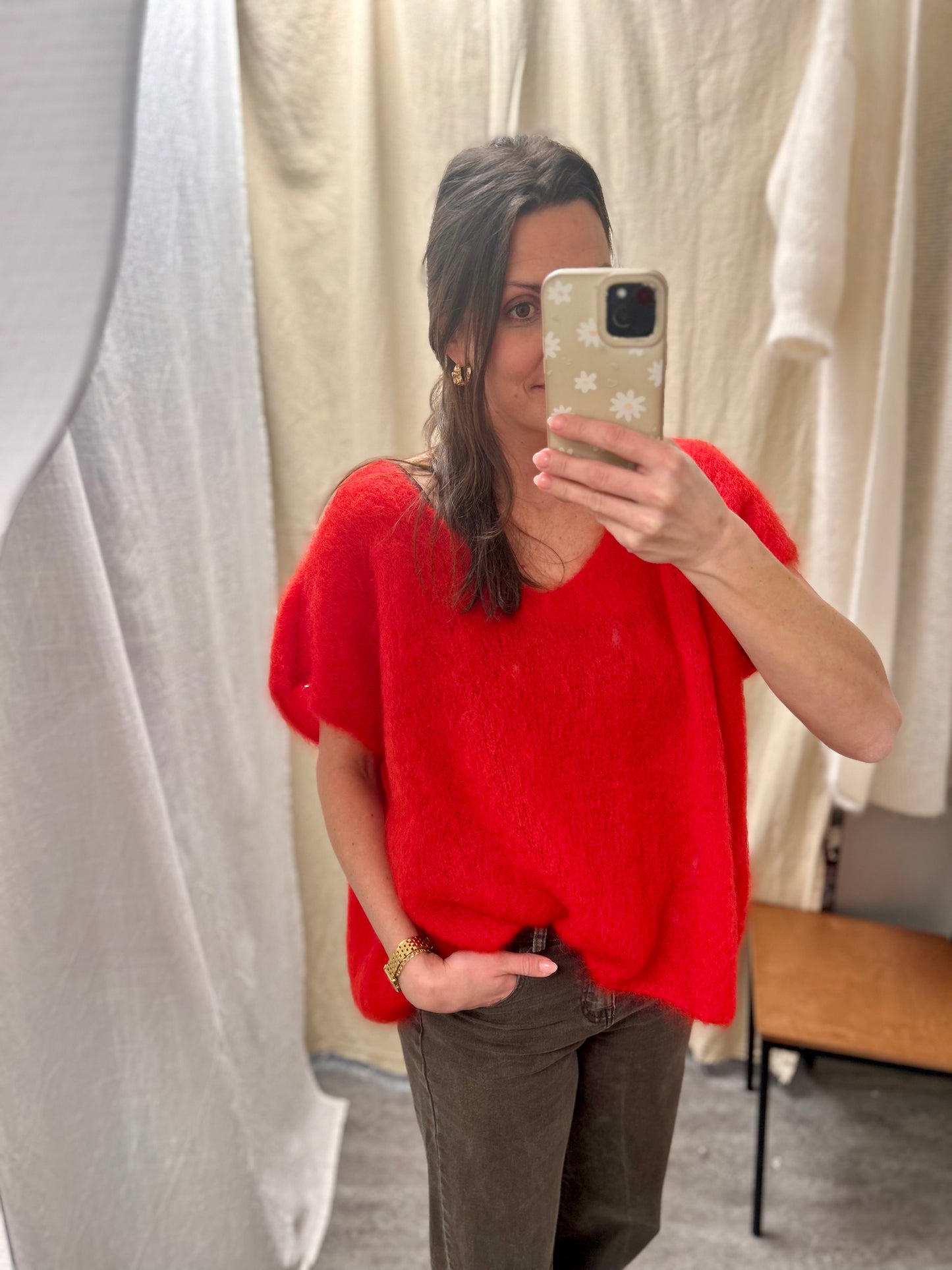 Mohair 80% Väst, Röd