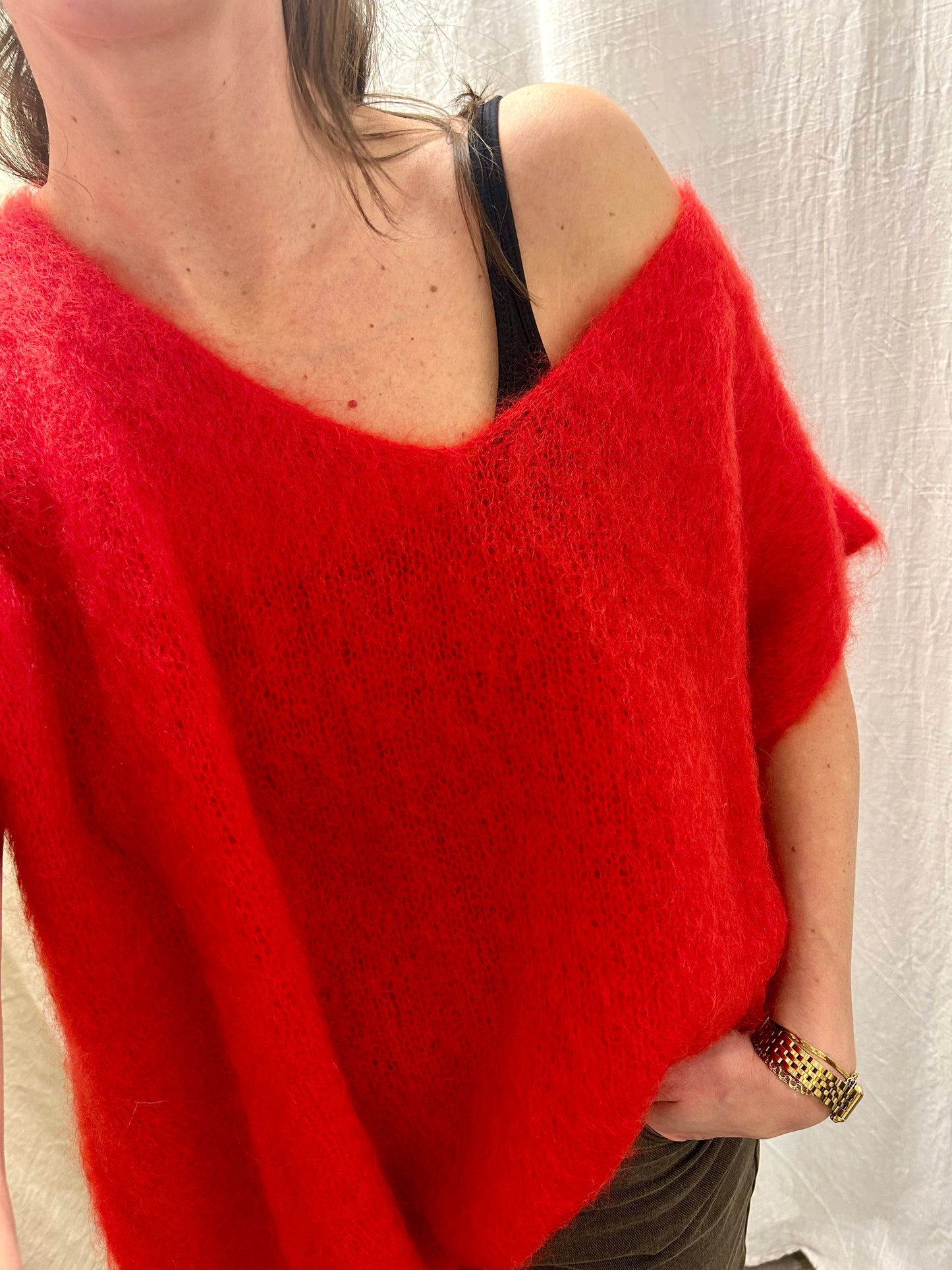 Mohair 80% Väst, Röd