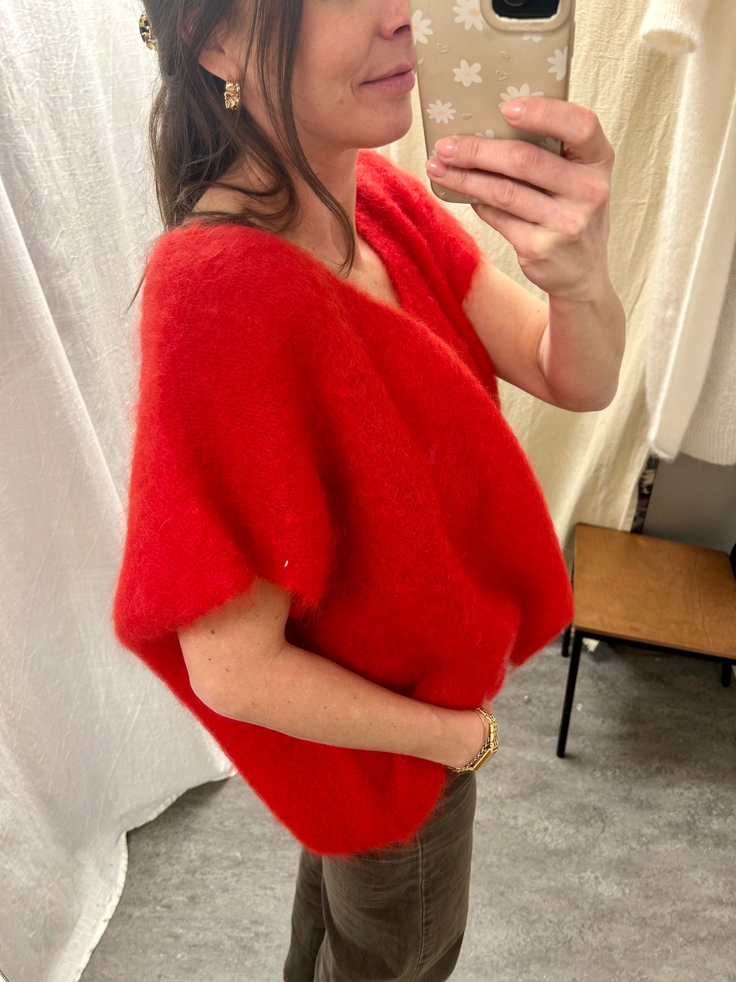 Mohair 80% Väst, Röd