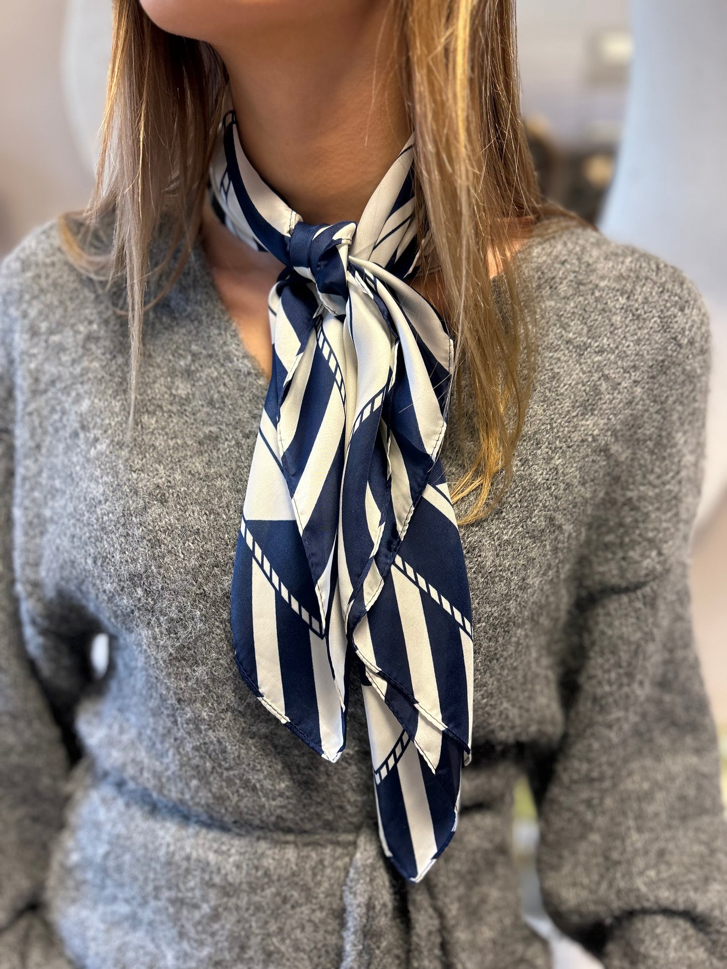 Scarf, Navy / vit