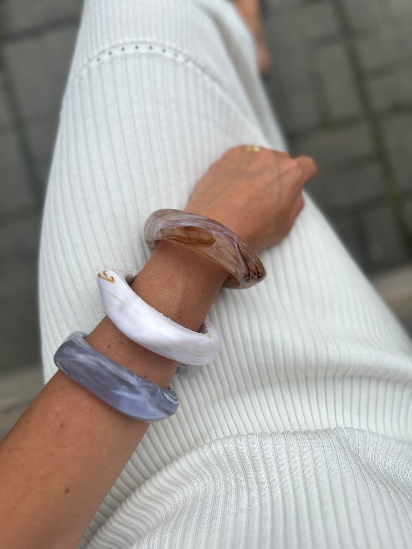 Big Square Armband, Grå