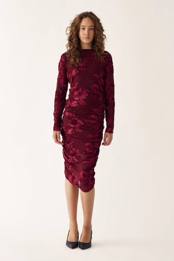 Noella Lavinia L/S Dress Vinröd