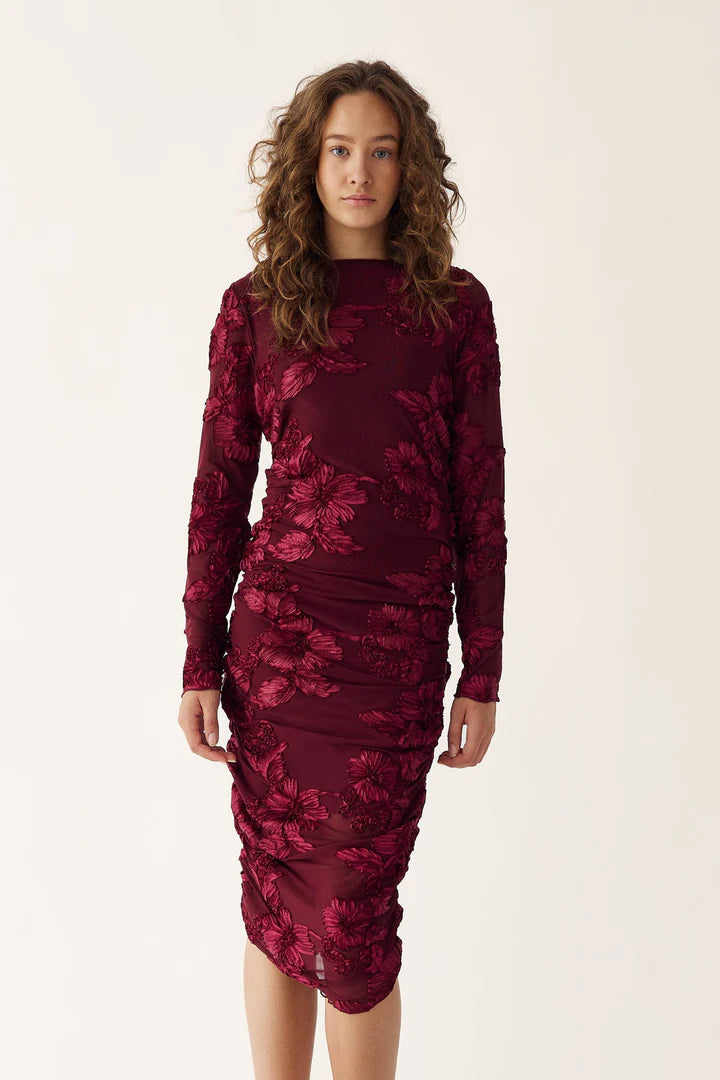 Noella Lavinia L/S Dress Vinröd