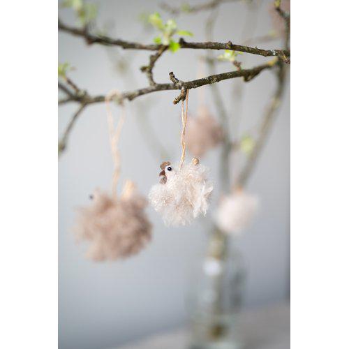 Höna med hänge, Vit, 6 cm