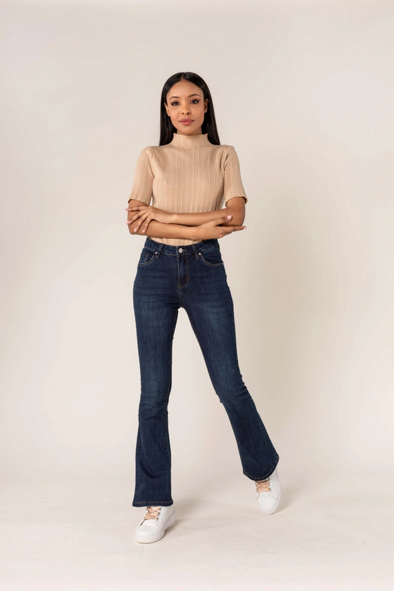 Nina Bootcut Jeans, Navyblå