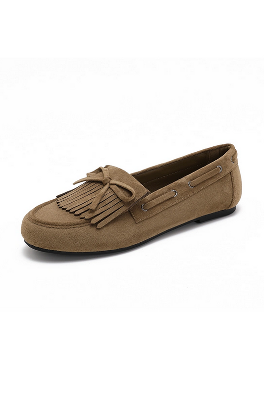 Loafers Kamel med Fransar