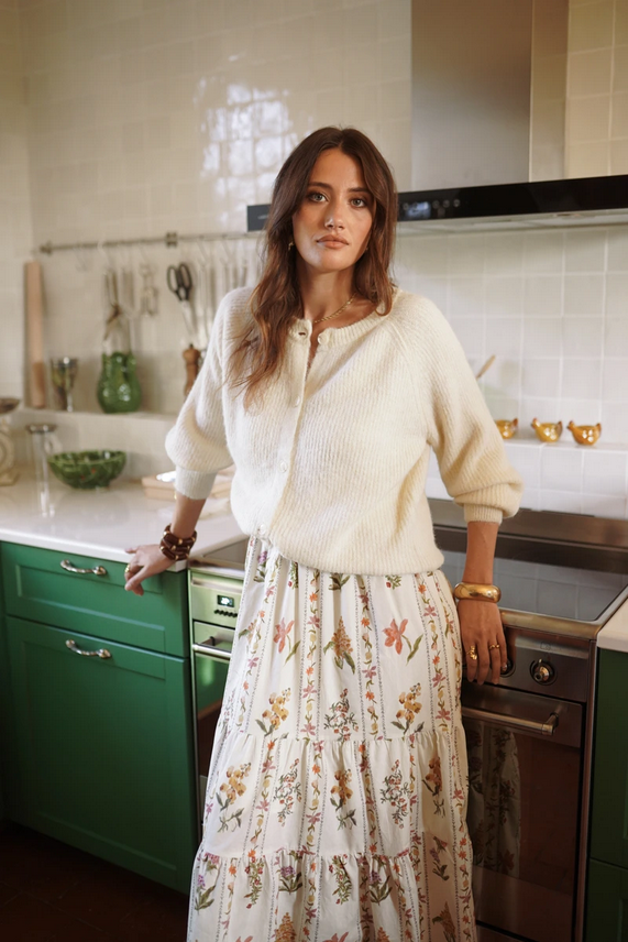 Alba stickad kofta, Beige