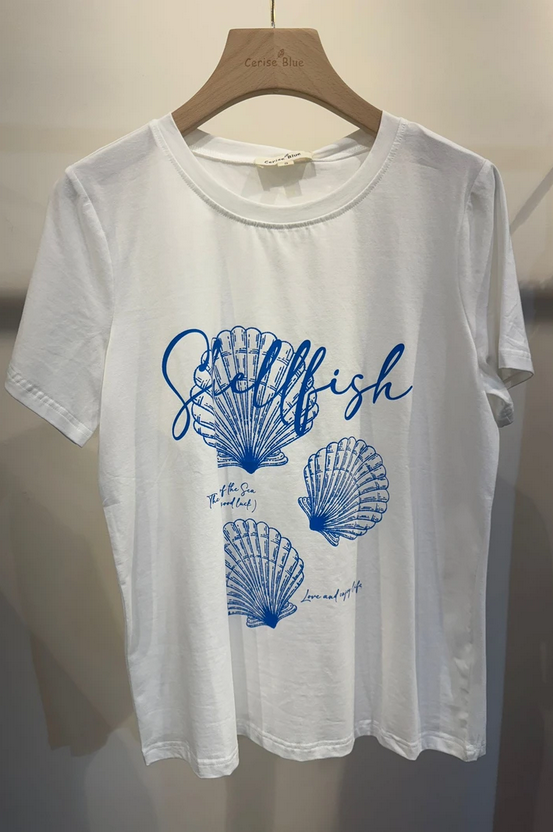 Shellfish T-shirt, Vit / Blå
