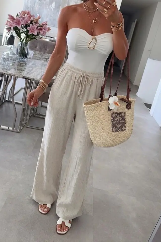 Emmy bomullsbyxor, Beige, One size
