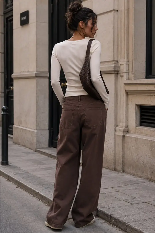 Emma jeans – Hög midja, Bruna