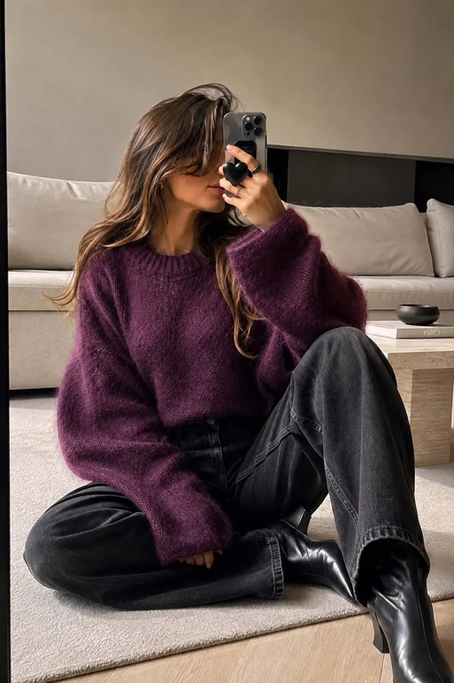 Mohair 50%, Långärmad tröja, Mauve