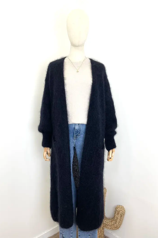 Mohair 72% Långkofta, Svart