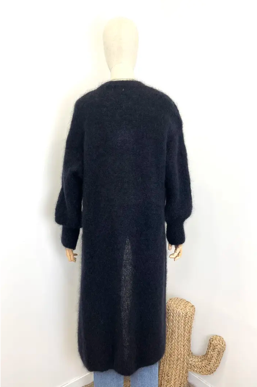 Mohair 72% Långkofta, Svart