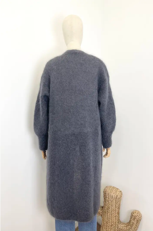Mohair 72% Långkofta, Grå