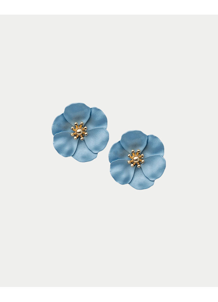 Flower CLIP-ON Örhängen, Blå