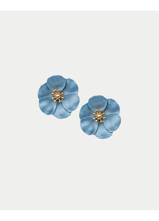 Flower CLIP-ON Örhängen, Blå