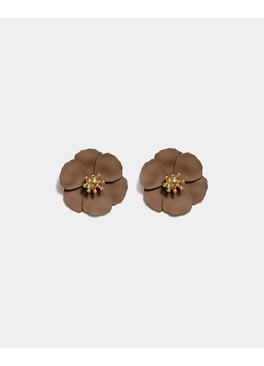 Flower CLIP-ON Örhängen, Ljusbrun