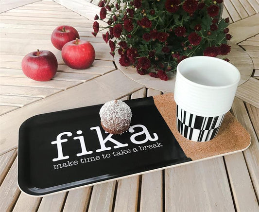 Bricka med kork, FIKA 32x15 cm