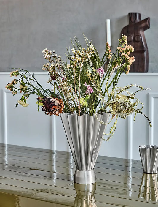 HouseDoctor Flood Vas Hög, Brushed silver