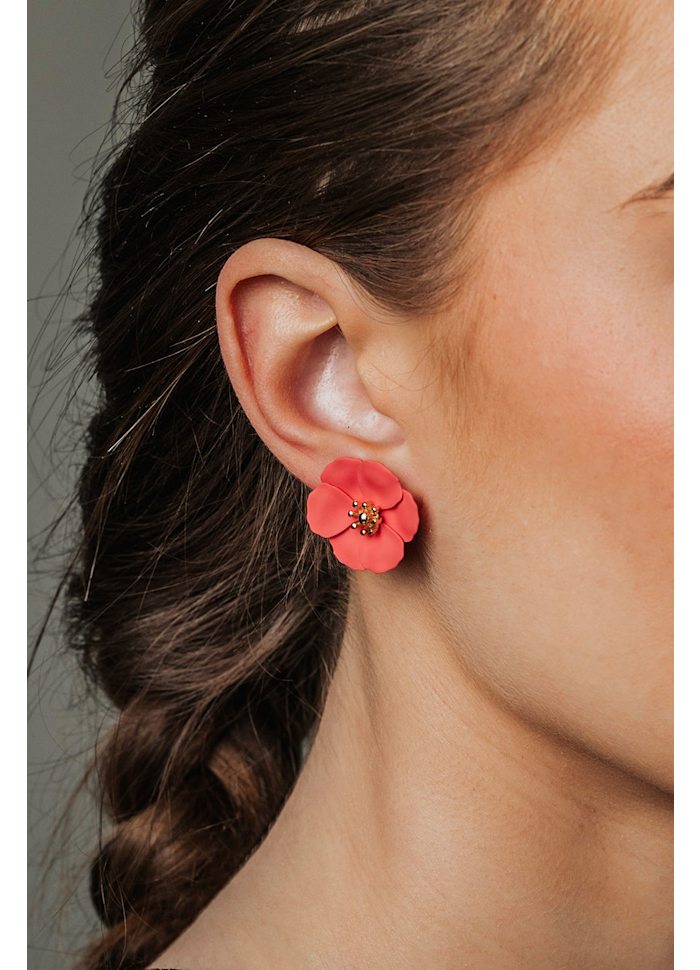 Flower Small Earrings, Korall