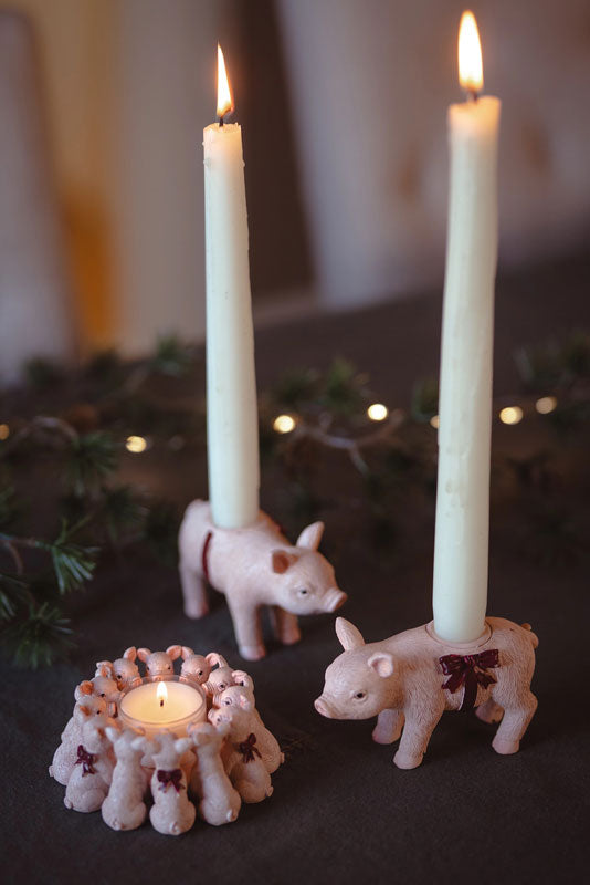 Ljusstake Gris Rosa/Röd