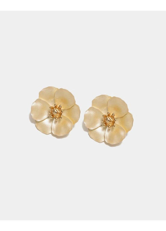 Flower Small Earrings, Soft Yellow