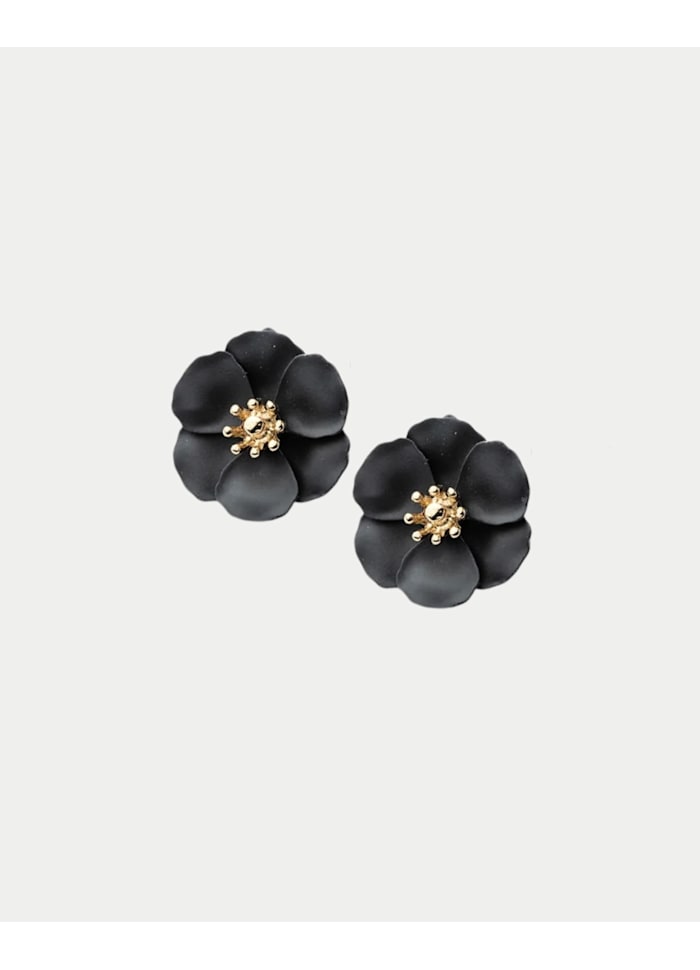 Flower CLIP-ON Örhängen, Svart