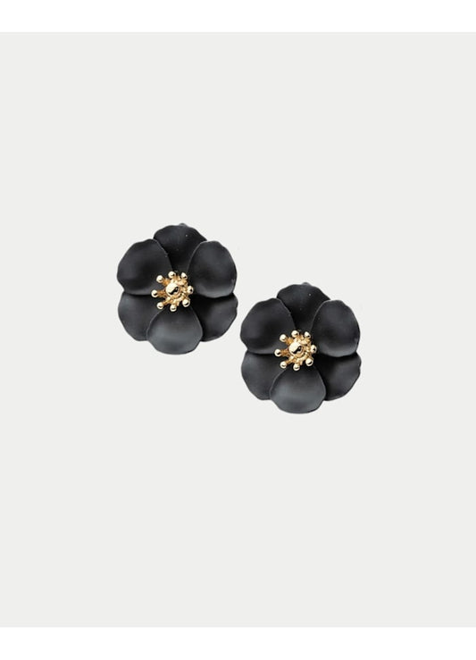 Flower CLIP-ON Örhängen, Svart