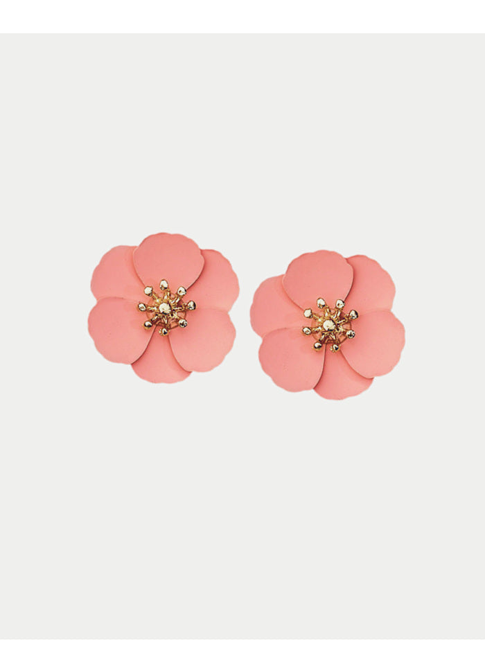 Flower Small Earrings, Pink mat