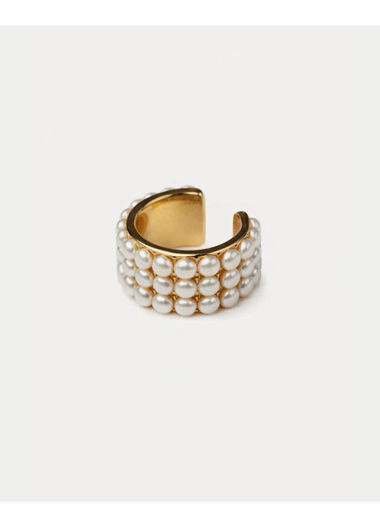 Vivianne Square Ring, vita Pärlor